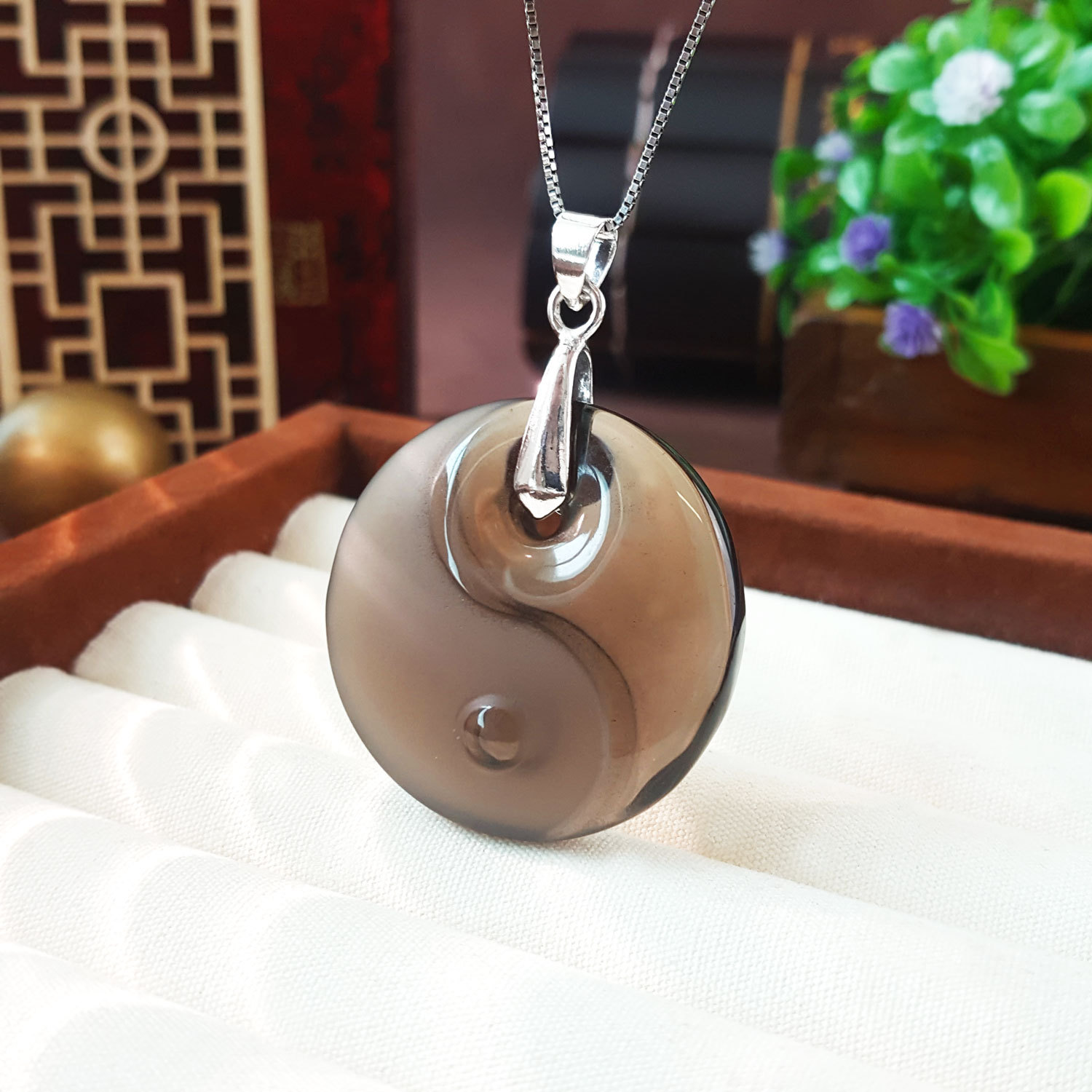 14 Sep - Iced Obsidian Tai Ji Pendant