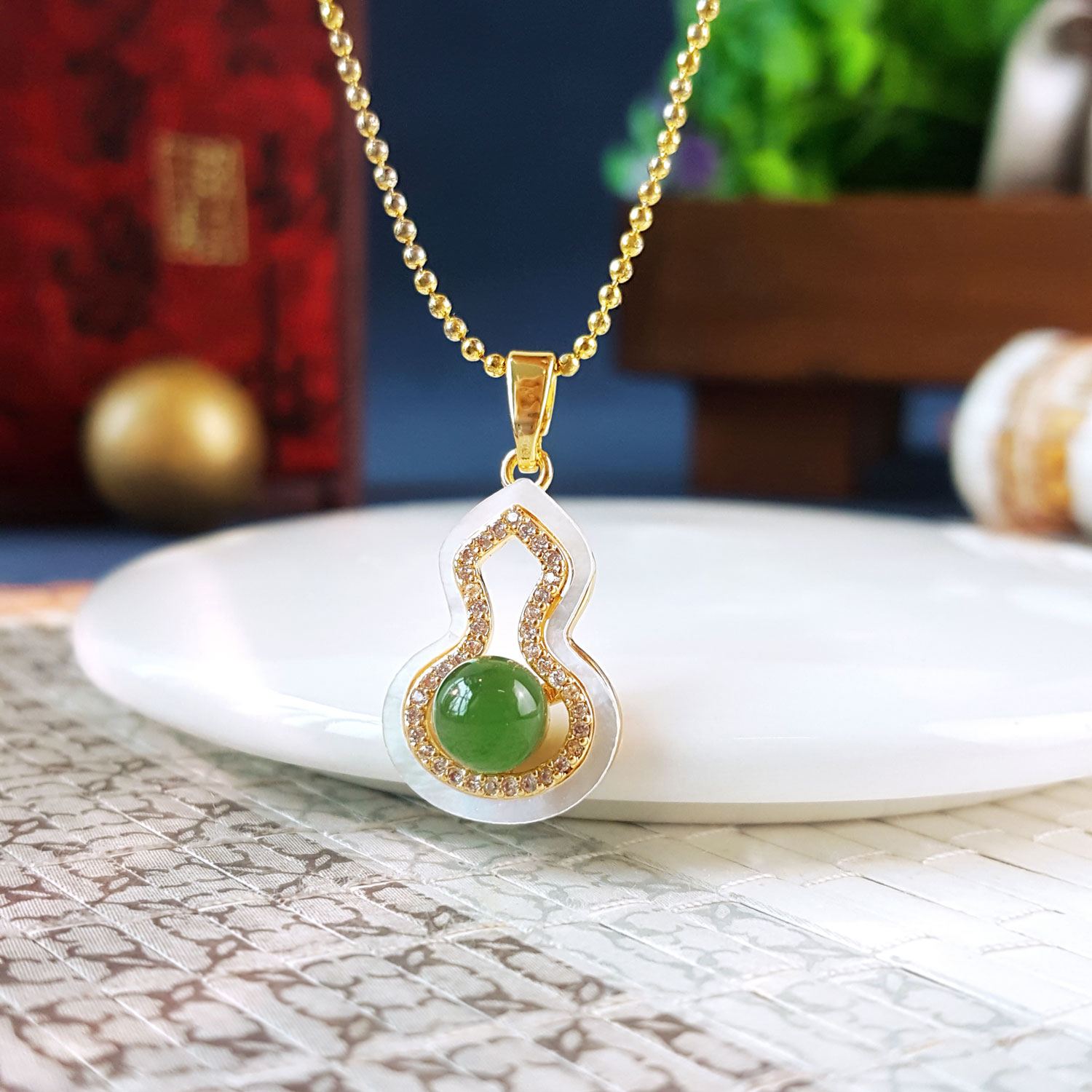 6 Oct - Jade With Shell Hulu Design Pendant