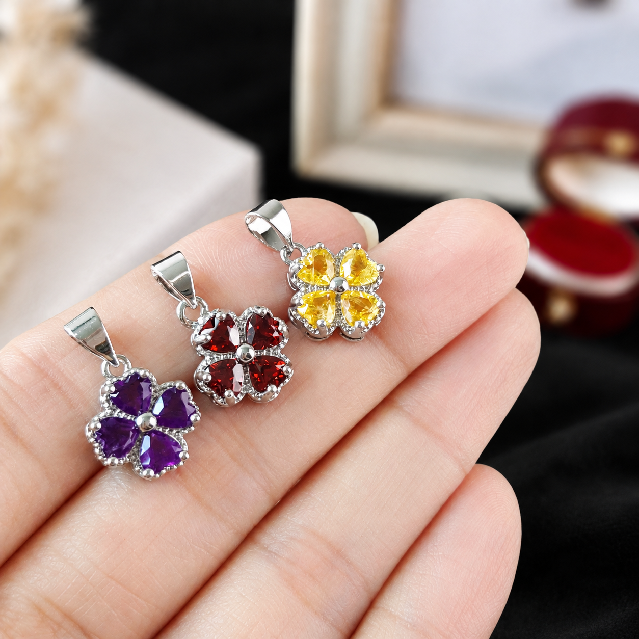 9 Oct - Crystal Love Clover Pendant