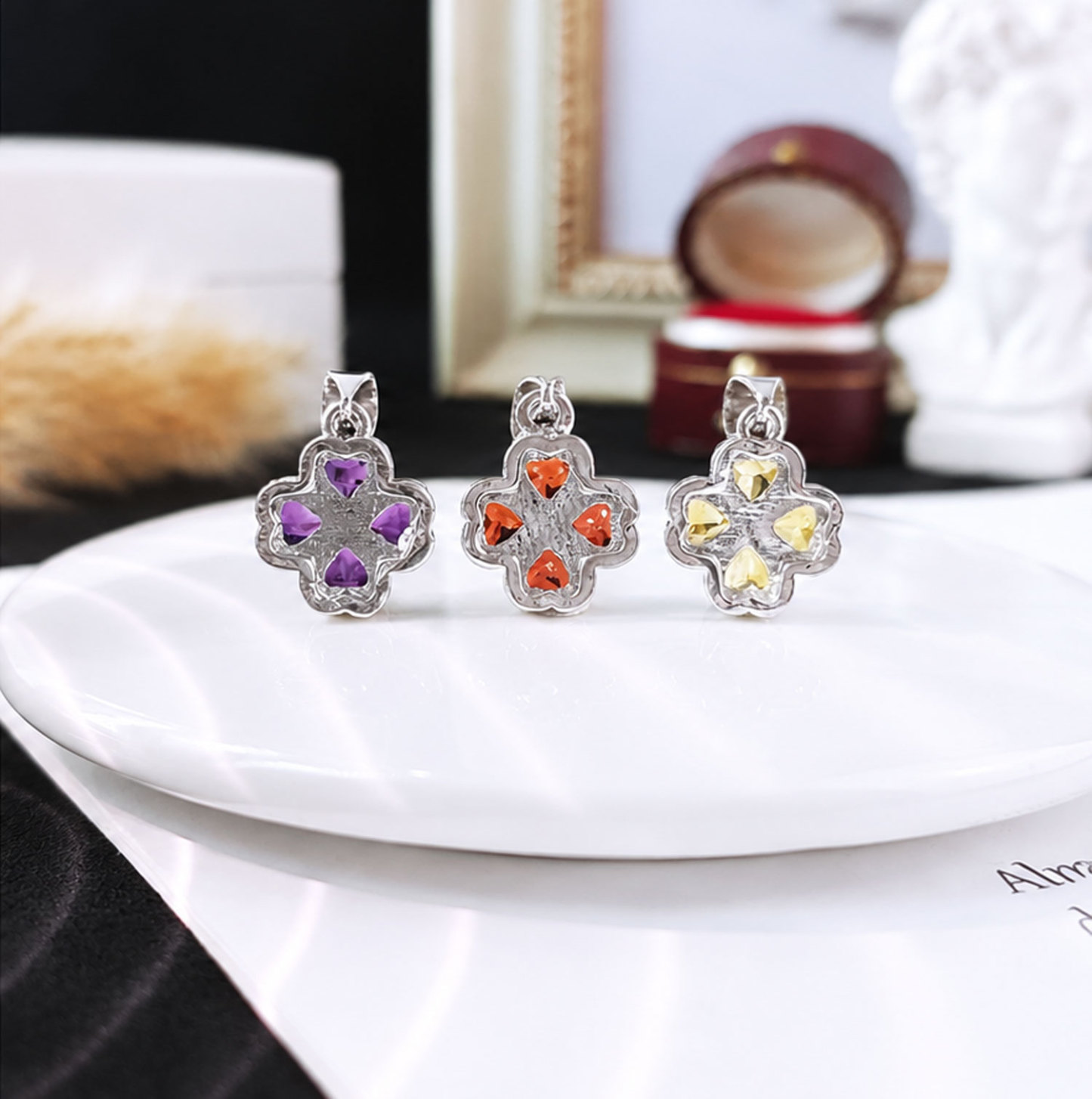 9 Oct - Crystal Love Clover Pendant