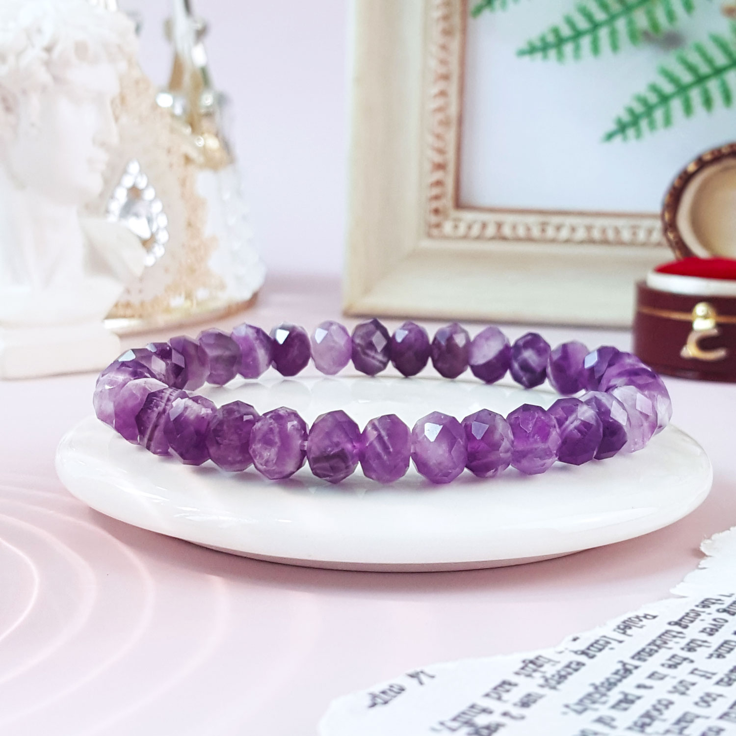 16 Oct - Amethyst Buddha Tooth Stacked Bracelet