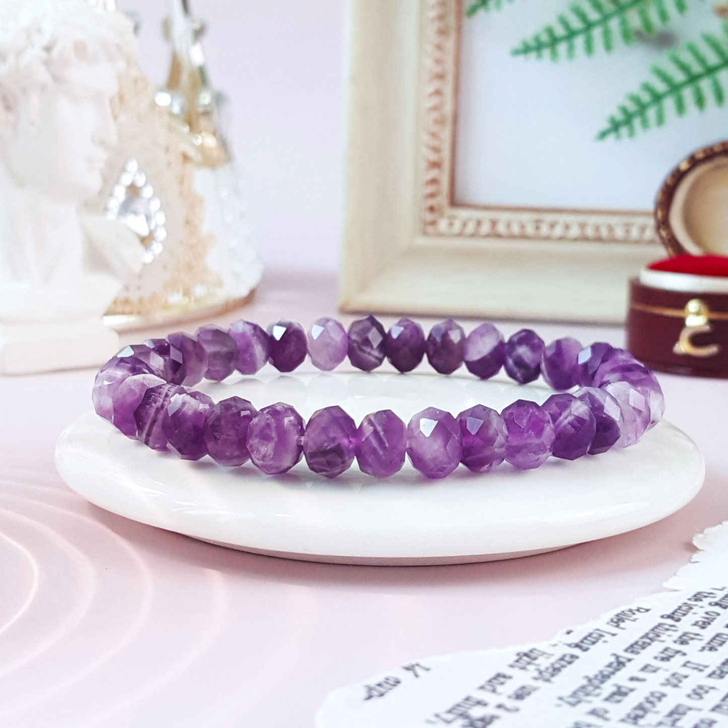 16 Oct - Amethyst Buddha Tooth Stacked Bracelet