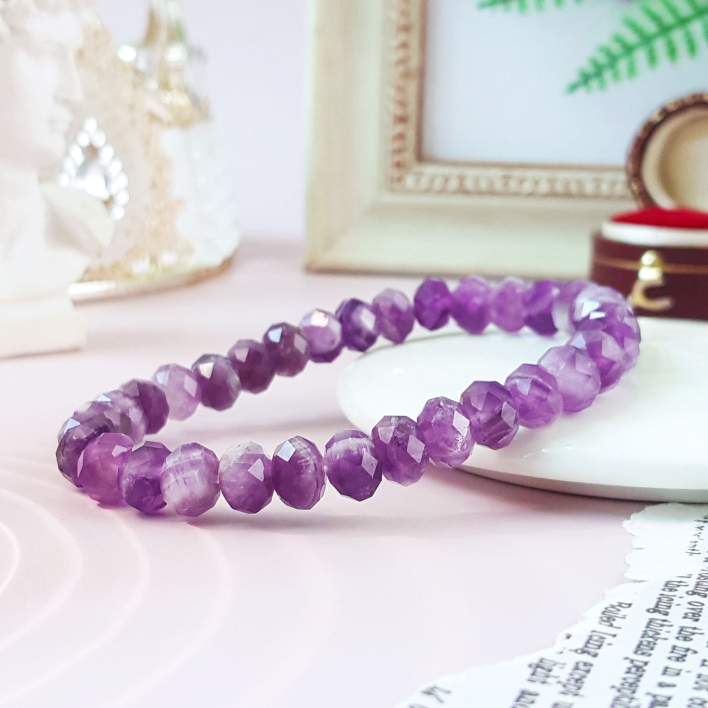 16 Oct - Amethyst Buddha Tooth Stacked Bracelet