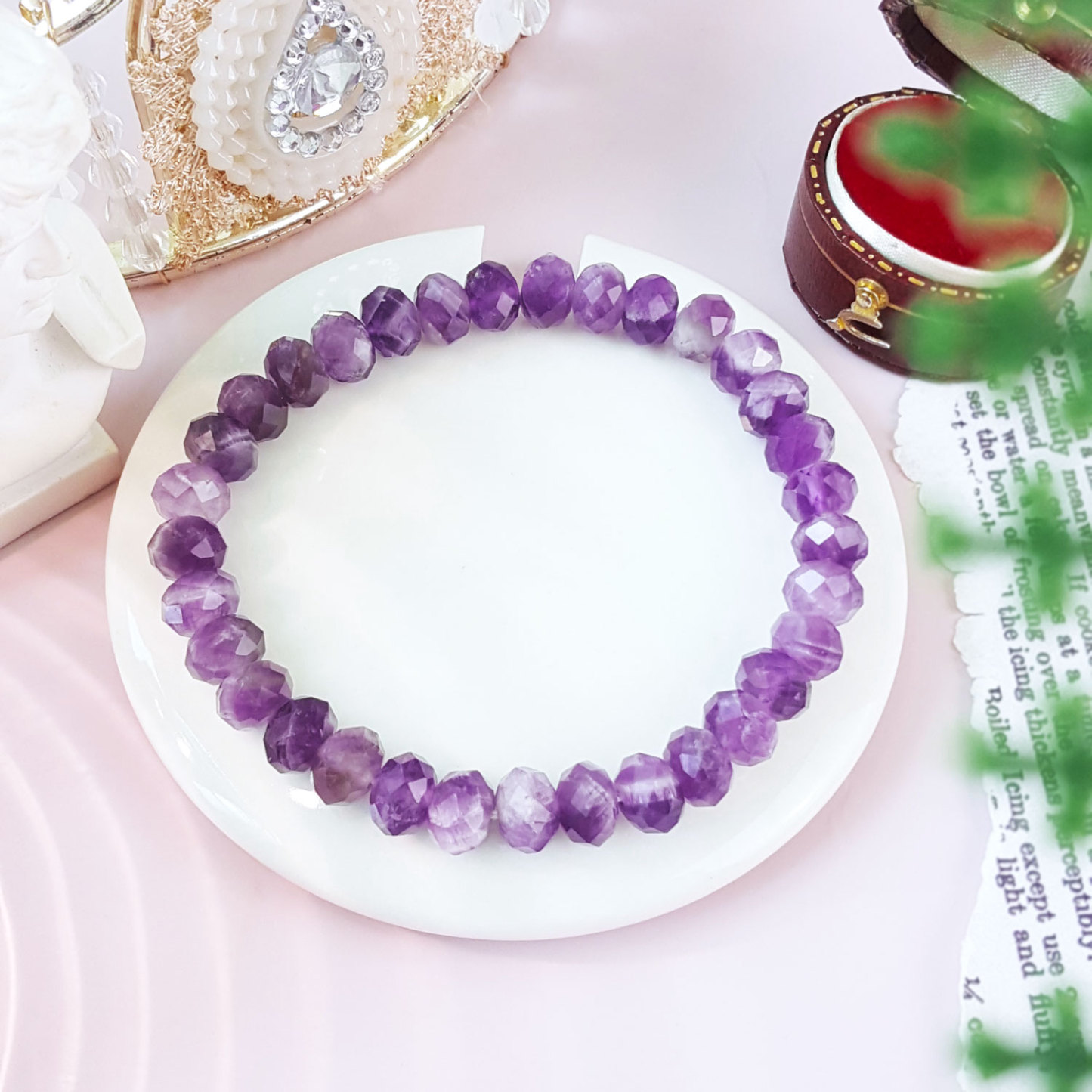 16 Oct - Amethyst Buddha Tooth Stacked Bracelet