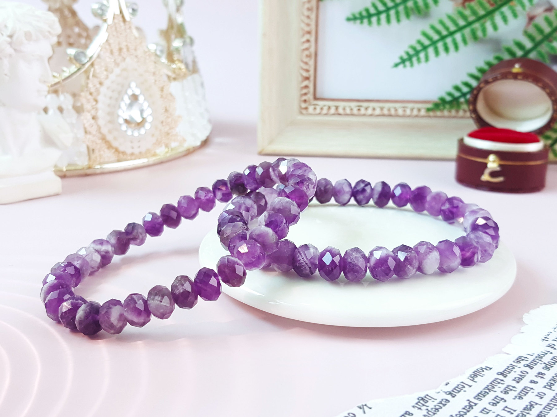 16 Oct - Amethyst Buddha Tooth Stacked Bracelet