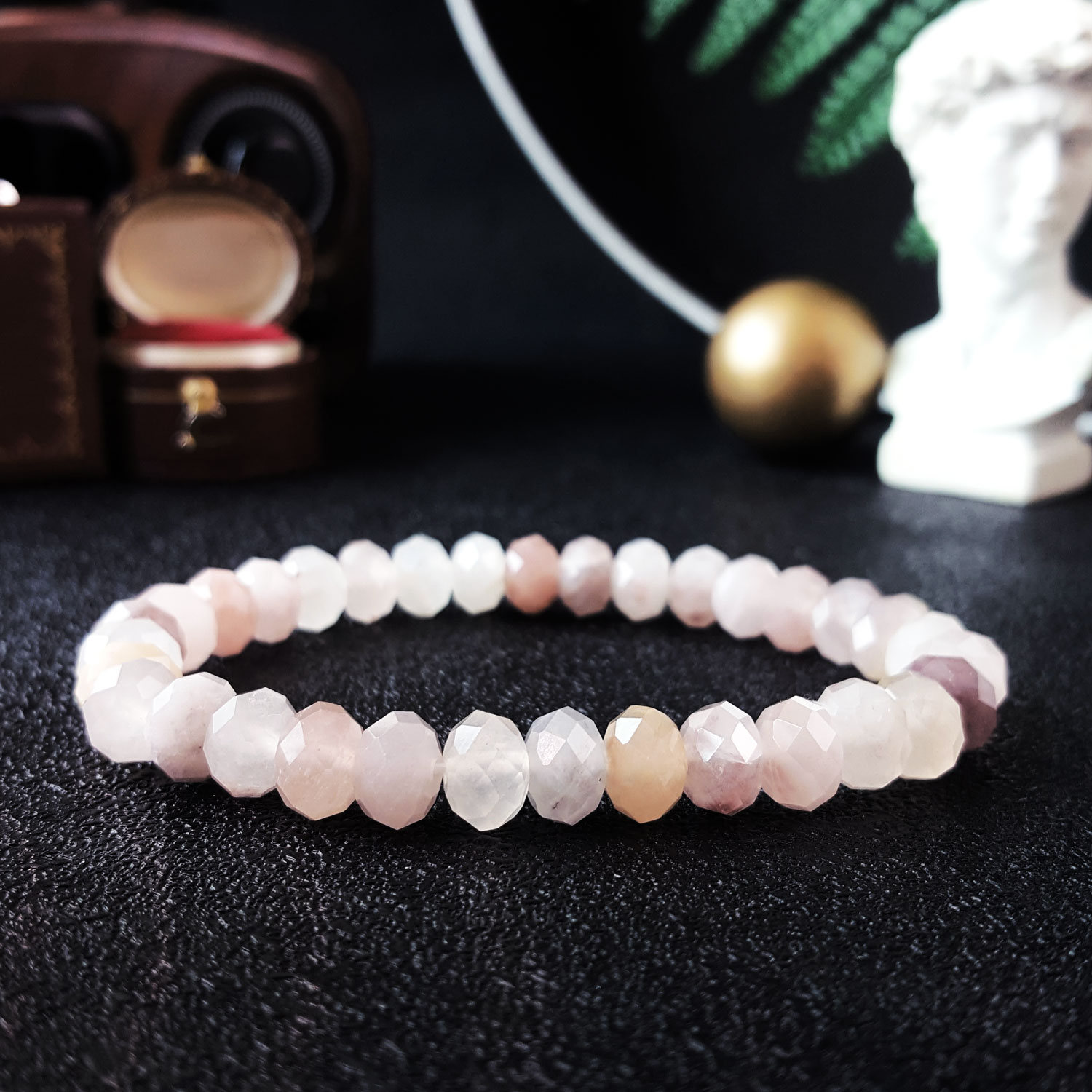 14 Oct - Violet Jadelite Stacked Bead Cutting Bracelet