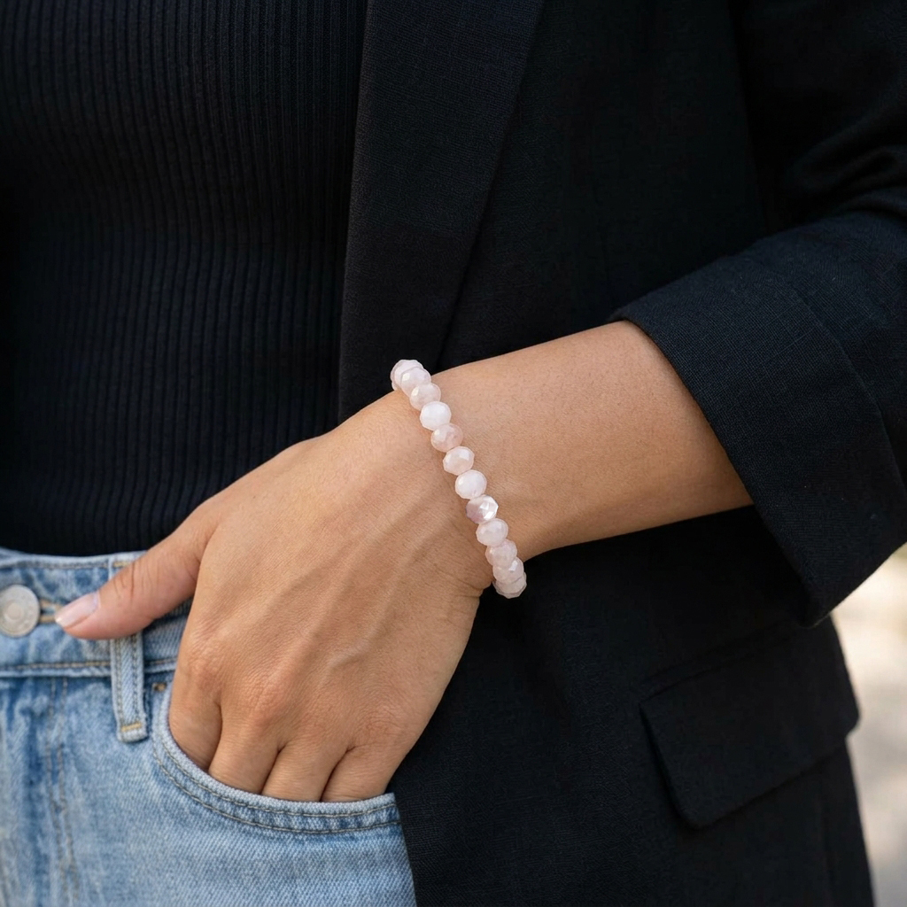 14 Oct - Violet Jadelite Stacked Bead Cutting Bracelet