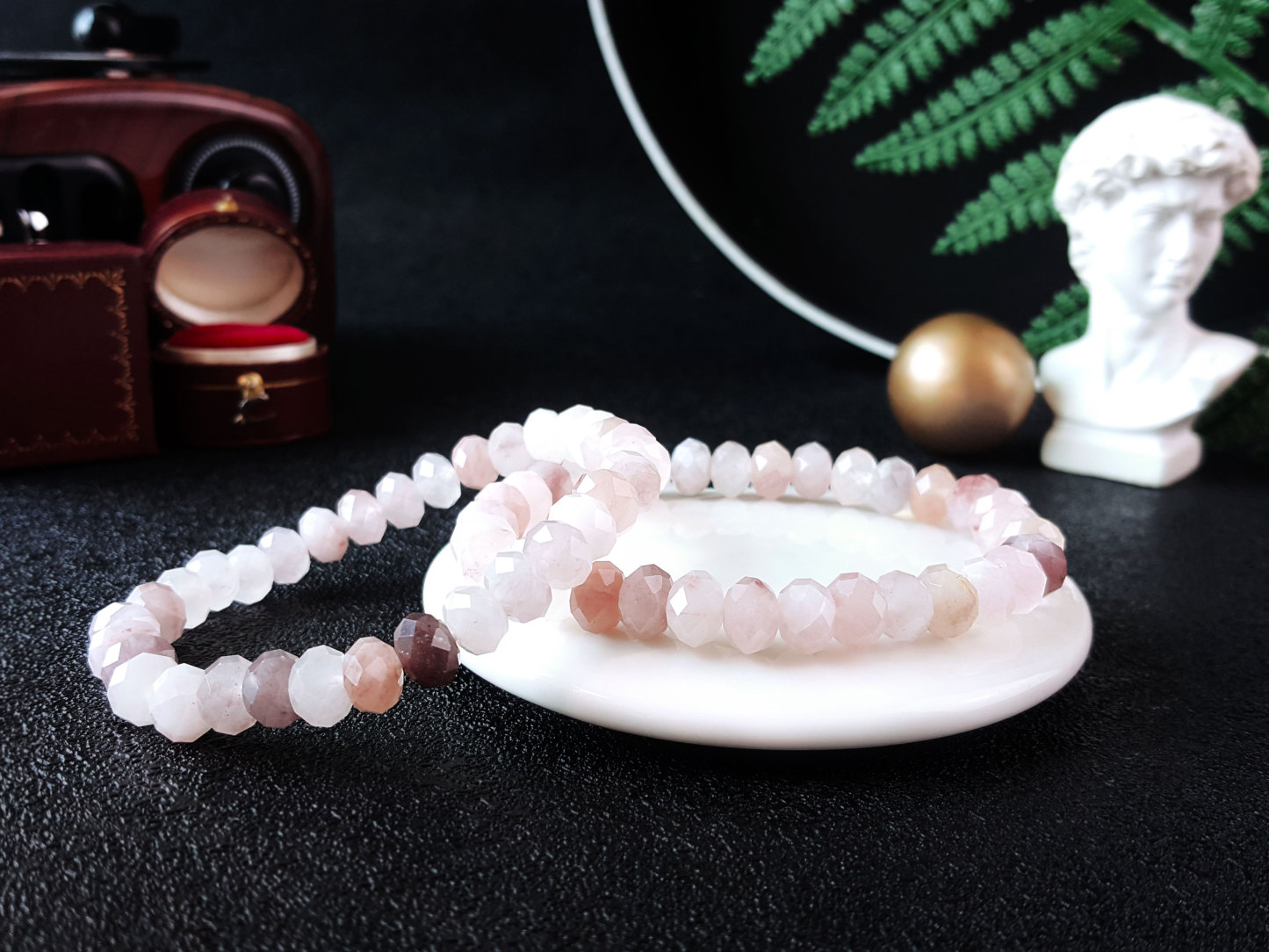 14 Oct - Violet Jadelite Stacked Bead Cutting Bracelet