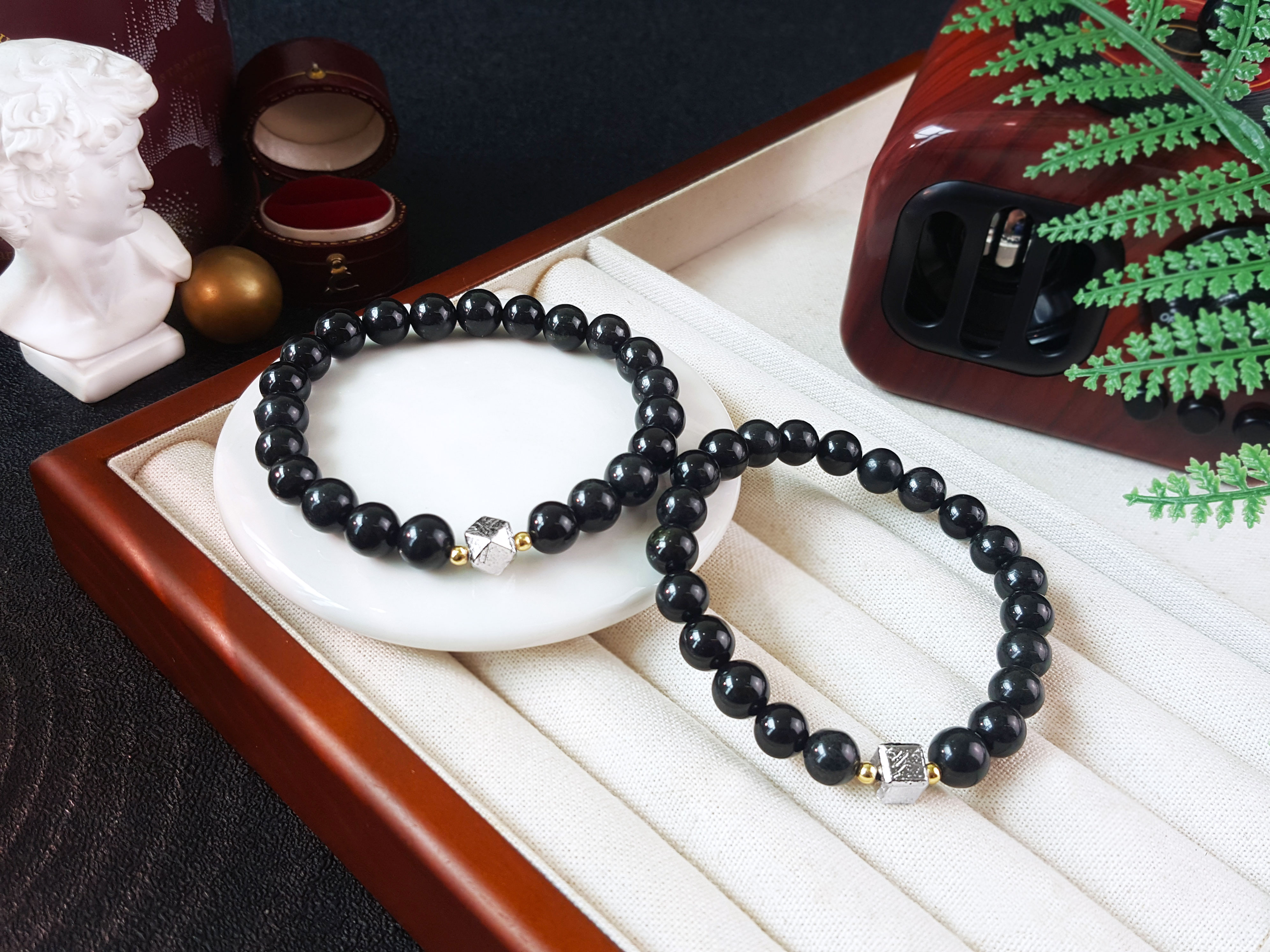 22 Oct - Ferrugibous Quartzite & Altay Meteorite Cube Bracelet
