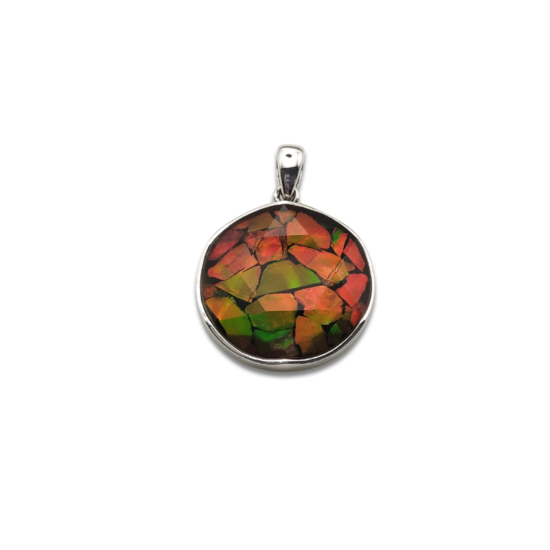 Canada Ammolite Red Colour Stitching Pendant