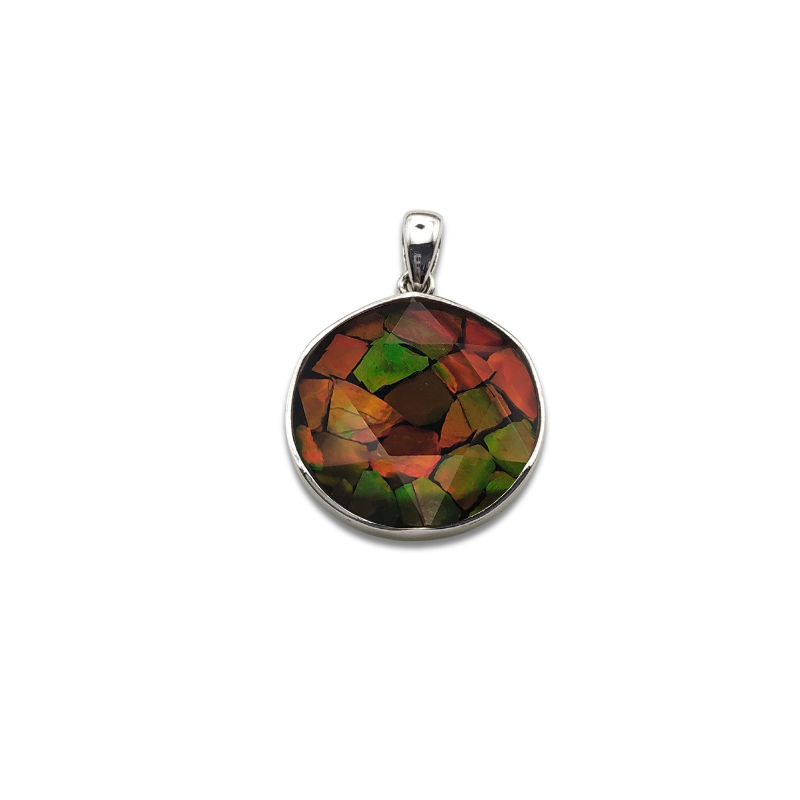 Canada Ammolite Red Colour Stitching Pendant