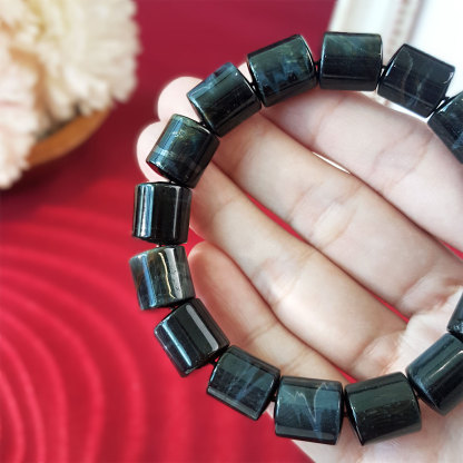 23 July - Blue Tiger Eye Cylinder Bracelet