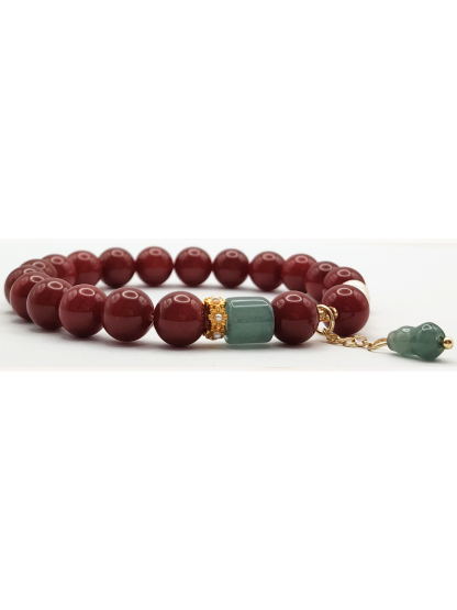 Nan Hong Agate with Guatemalan Jade Design Bracelet