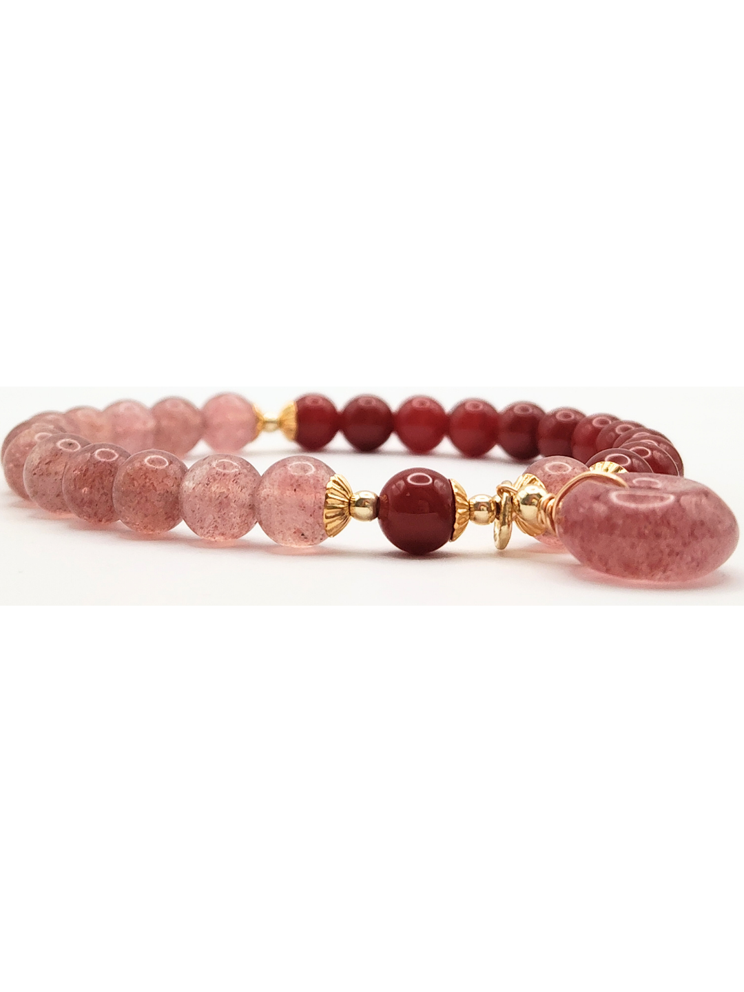 Nan Hong Agate and Strawberry Peace Buckle Design Bracelet