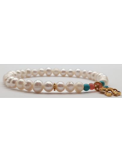 Fresh Water Cultured Pearl with Dream Cather Design Bracelet