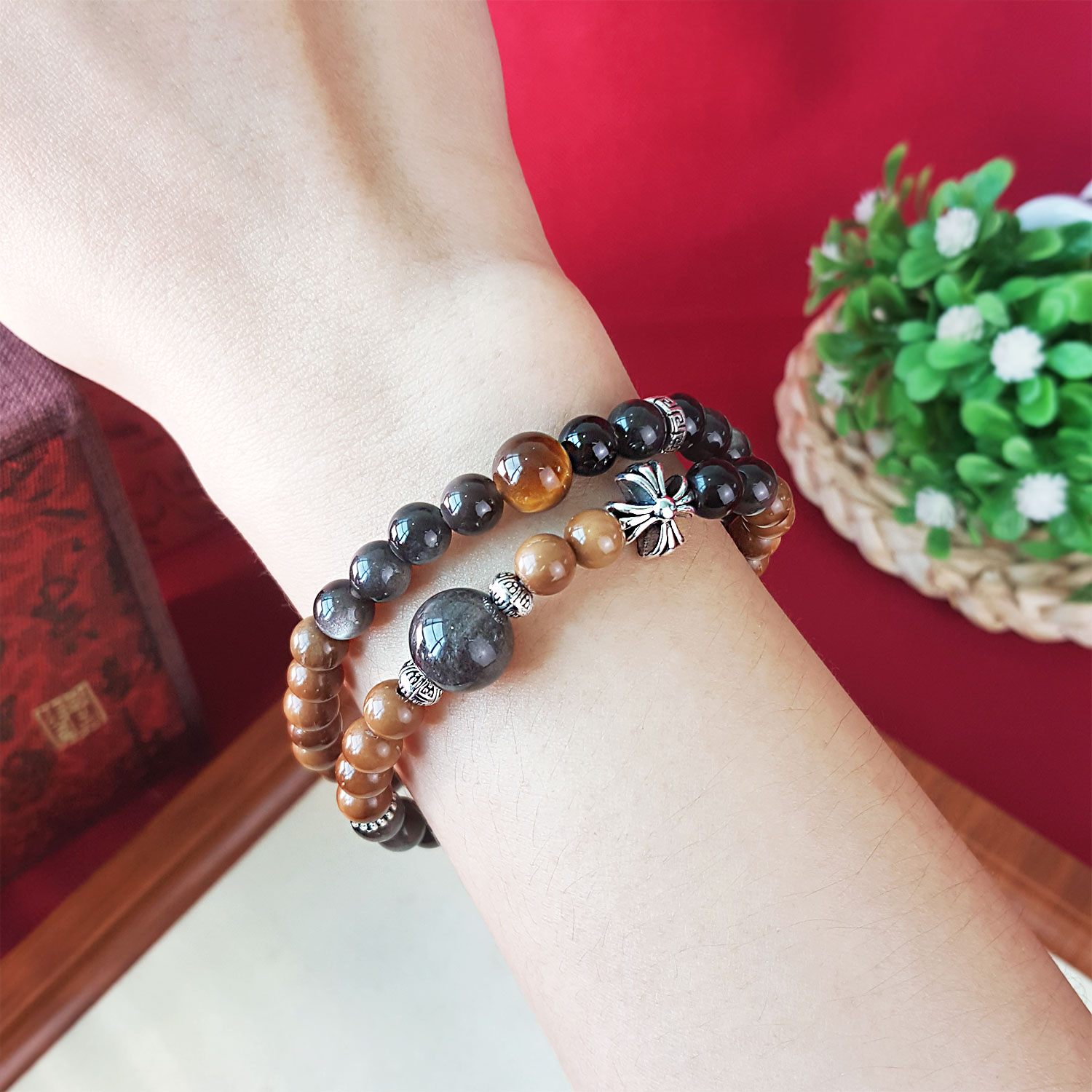 23 Jun - Silver Obsidian Cook Design Bracelet