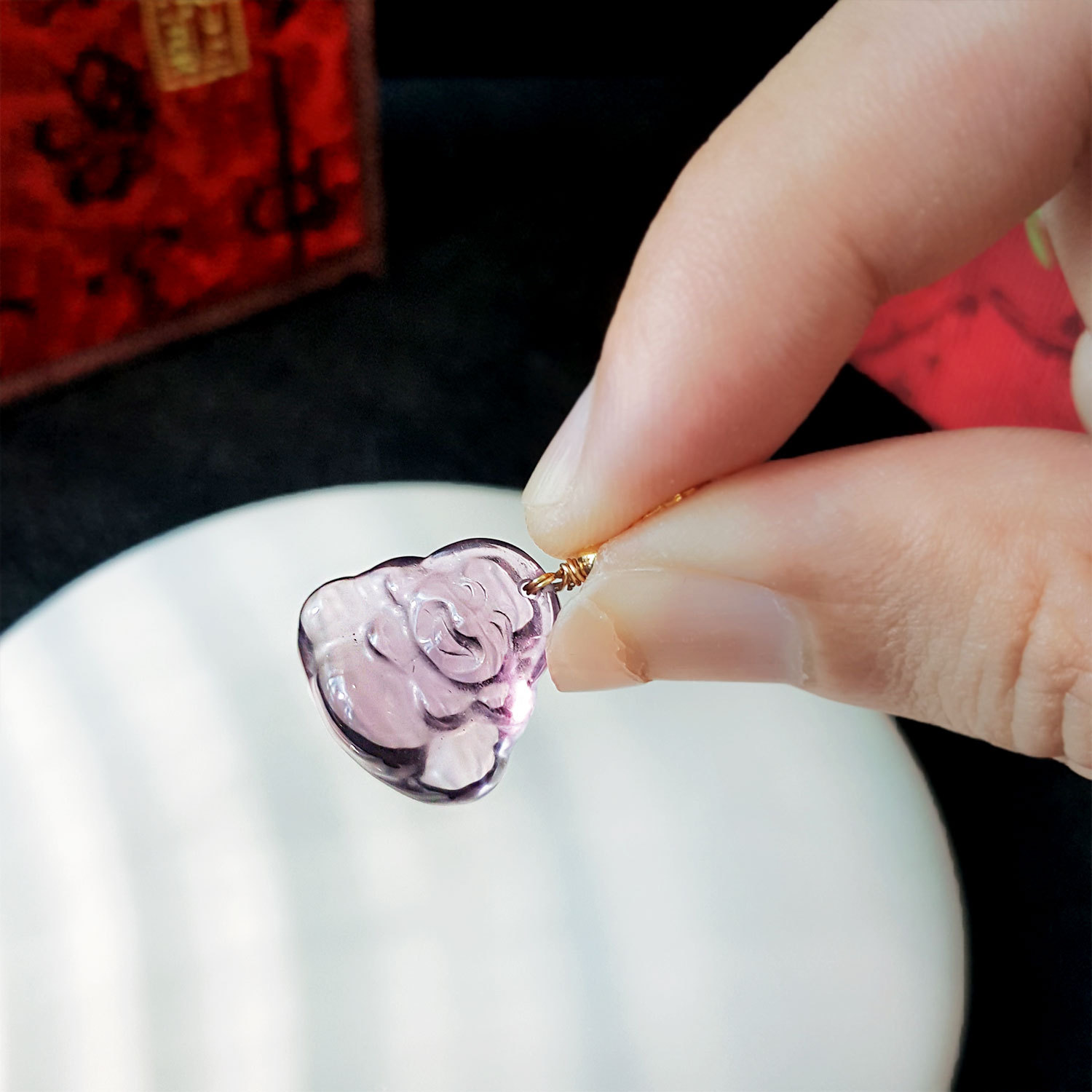 8 July - Amethyst Laughing Buddha Pendant