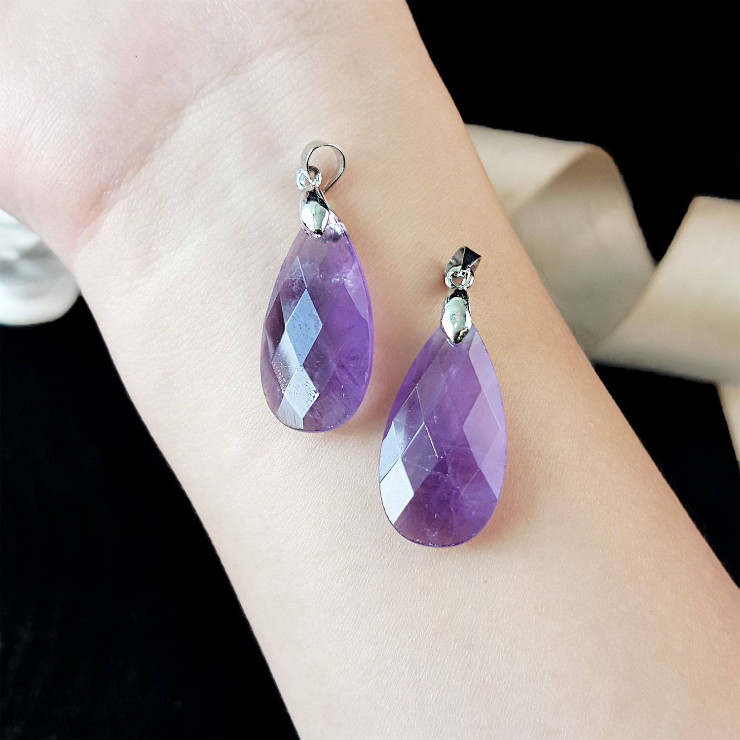 14 July - Amethyst Water Drop Cutting Pendant