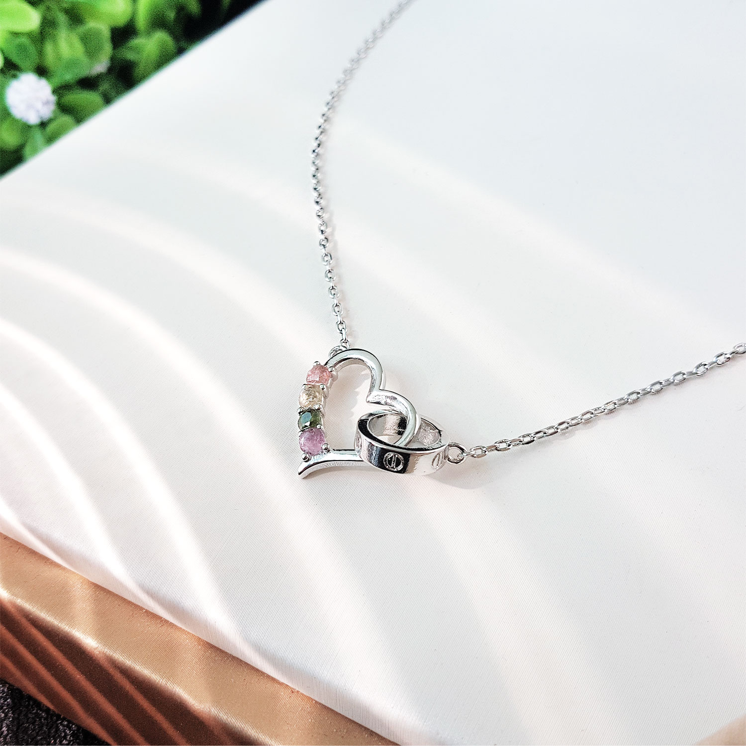 16 July - Colour Tourmaline Heart Shape Necklace