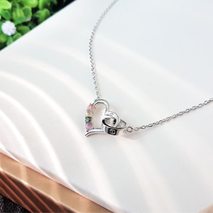 16 July - Colour Tourmaline Heart Shape Necklace