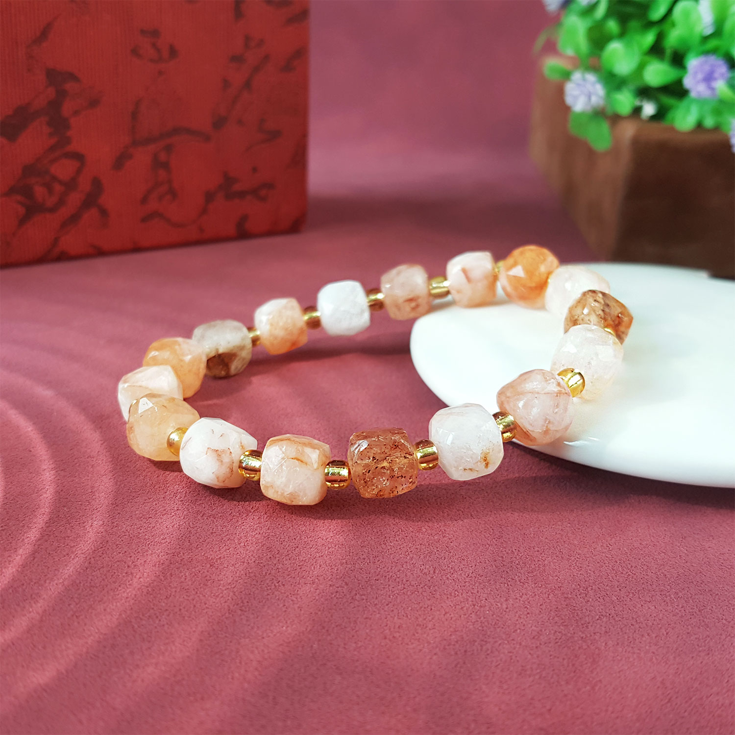16 July - Hematoid Quartz Cube Bracelet