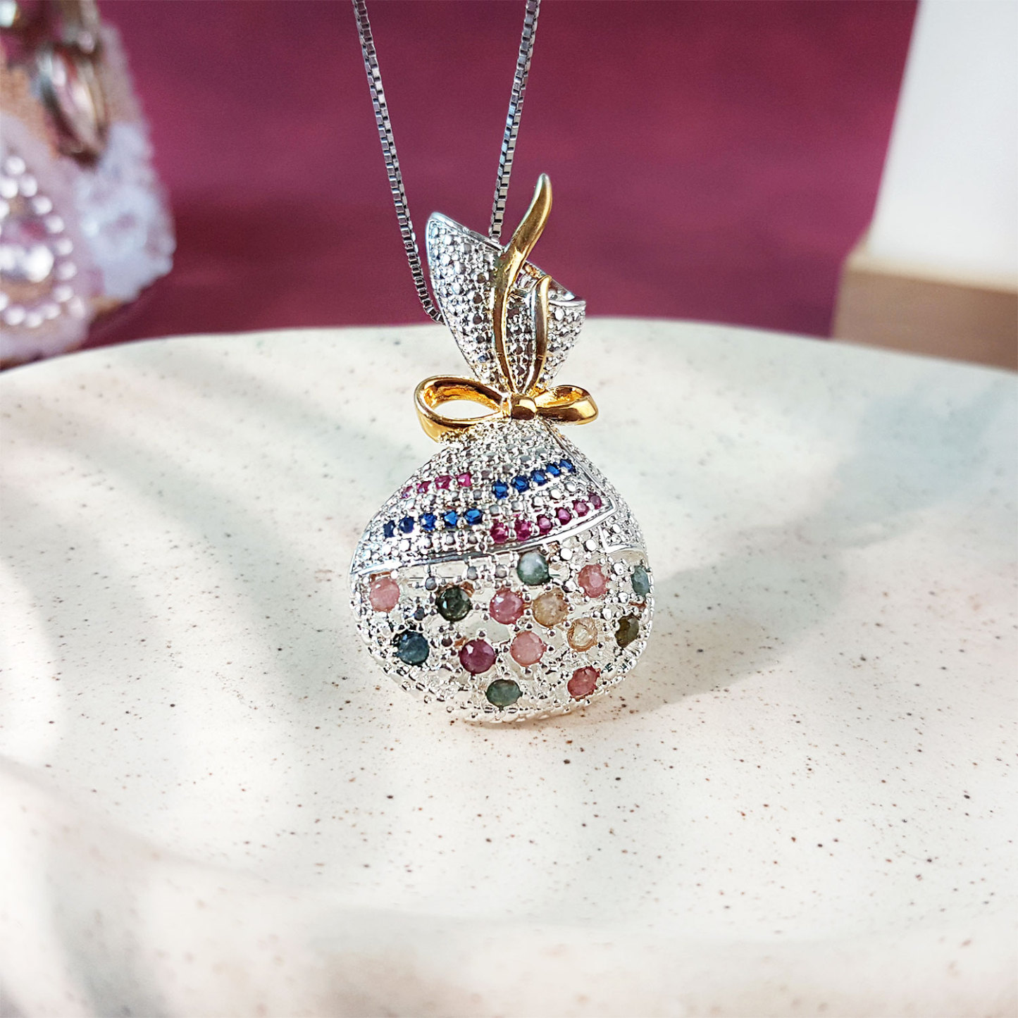 21 July - Colour Tourmaline Money Bag Pendant / Brooch