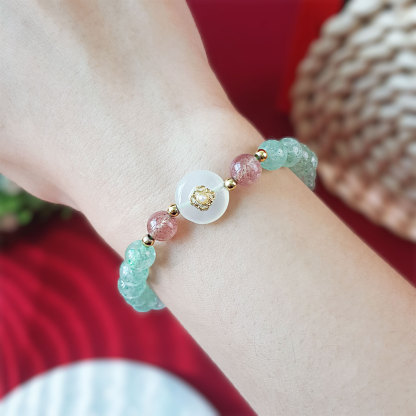 23 July - Green Strawberry with White Agate Buckle Design Bracelet