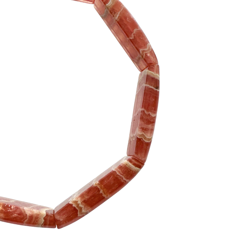 Rhodochrosite Carved Flat Bracelet