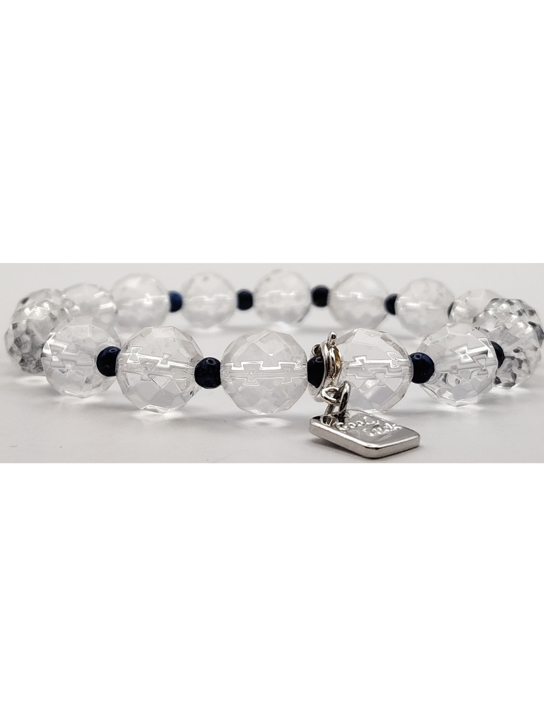 Clear Quartz With Lapis Lazuli Design Bracelet