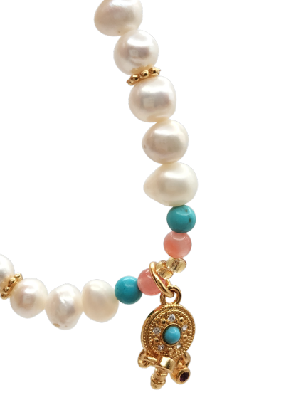 Fresh Water Cultured Pearl with Dream Cather Design Bracelet