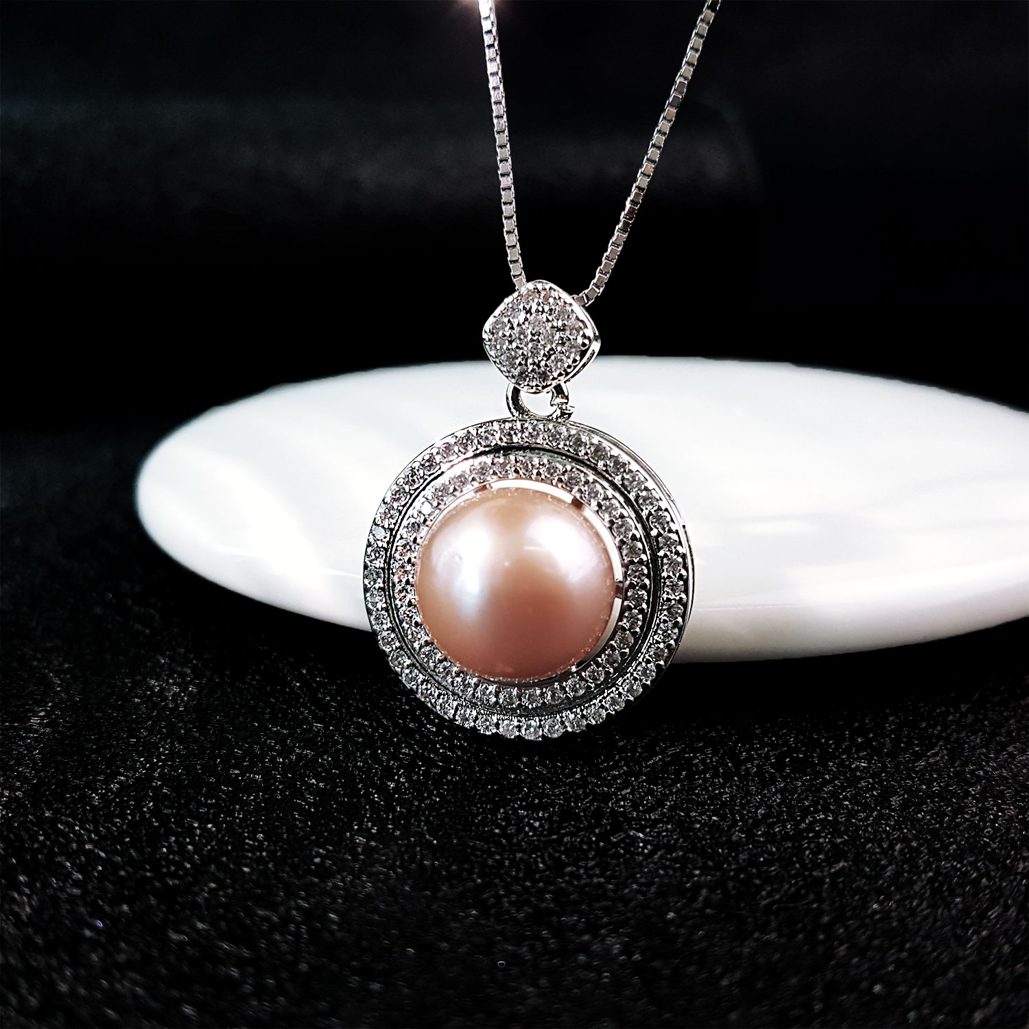 Multi Colour Pearl with Zircon Round Shape Pendant