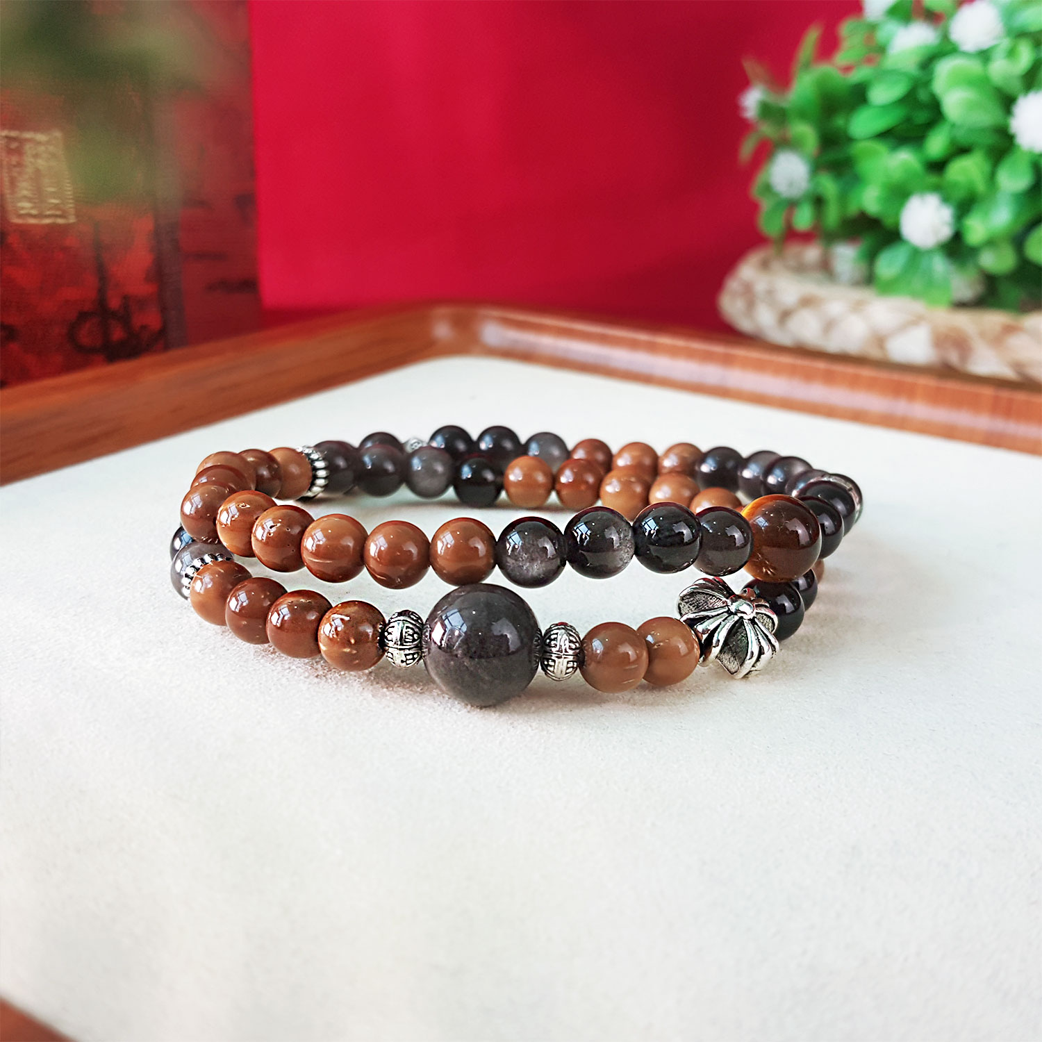 23 Jun - Silver Obsidian Cook Design Bracelet