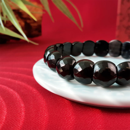 7 July - Black Obsidian Flat Bracelet