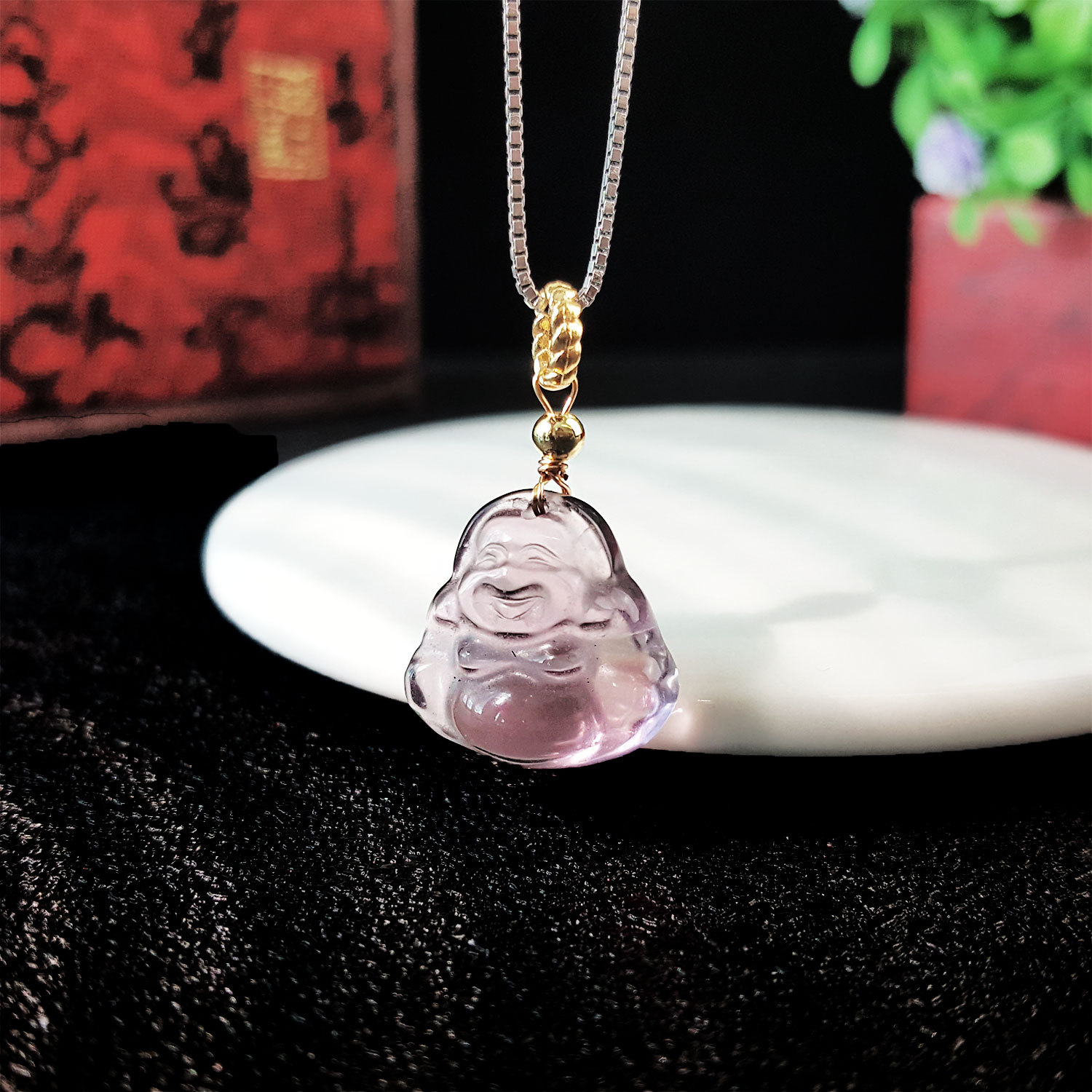 8 July - Amethyst Laughing Buddha Pendant