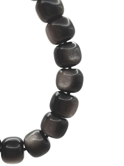 High Grade Silver Obsidian Drum Shape Bracelet