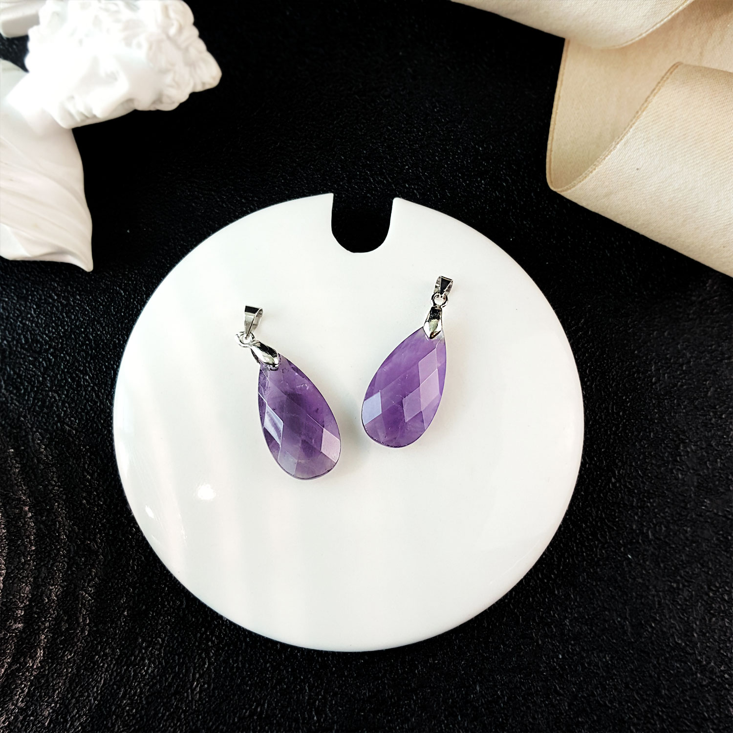 14 July - Amethyst Water Drop Cutting Pendant