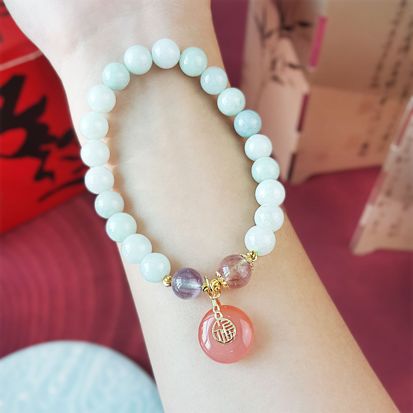 15 July - Jade with Yan Yuan Agate Peace Buckle Design Bracelet