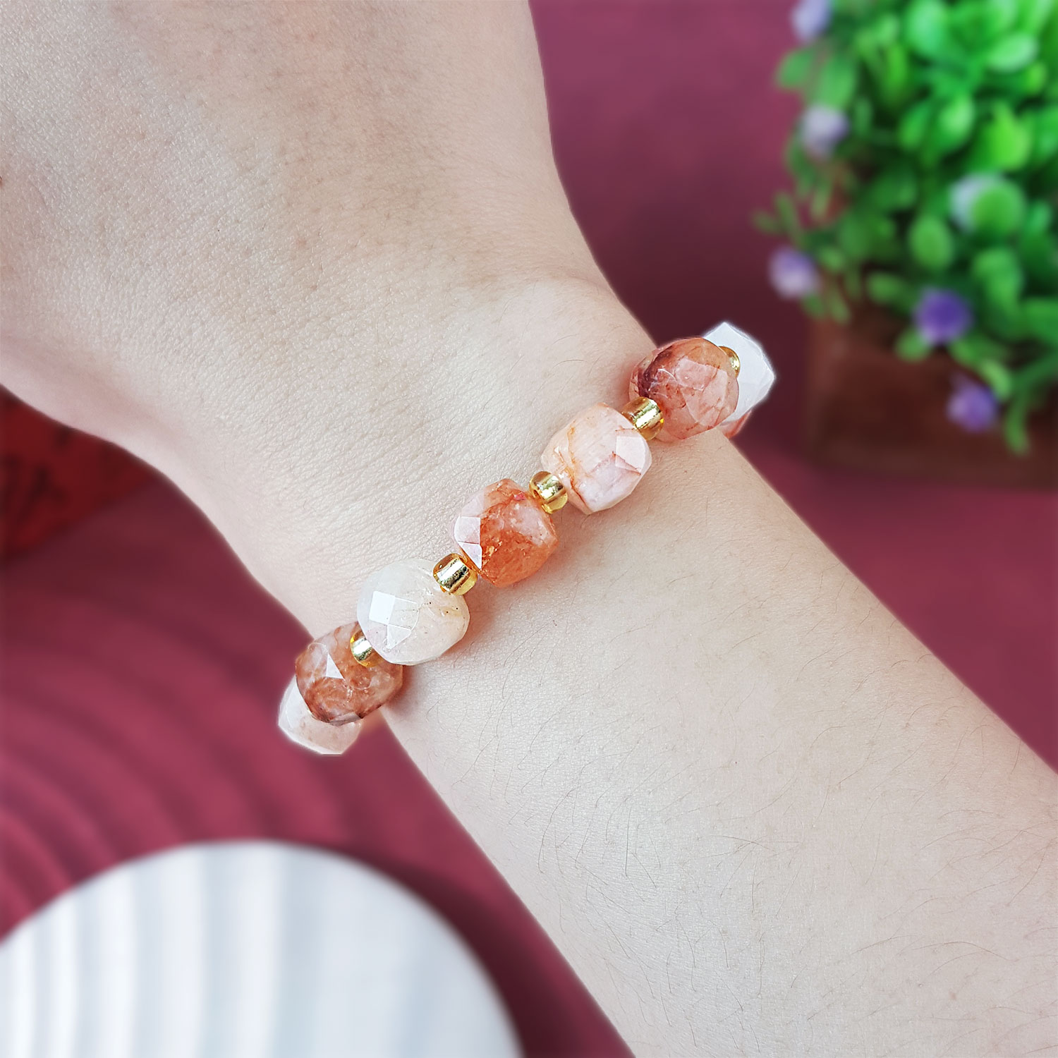 16 July - Hematoid Quartz Cube Bracelet