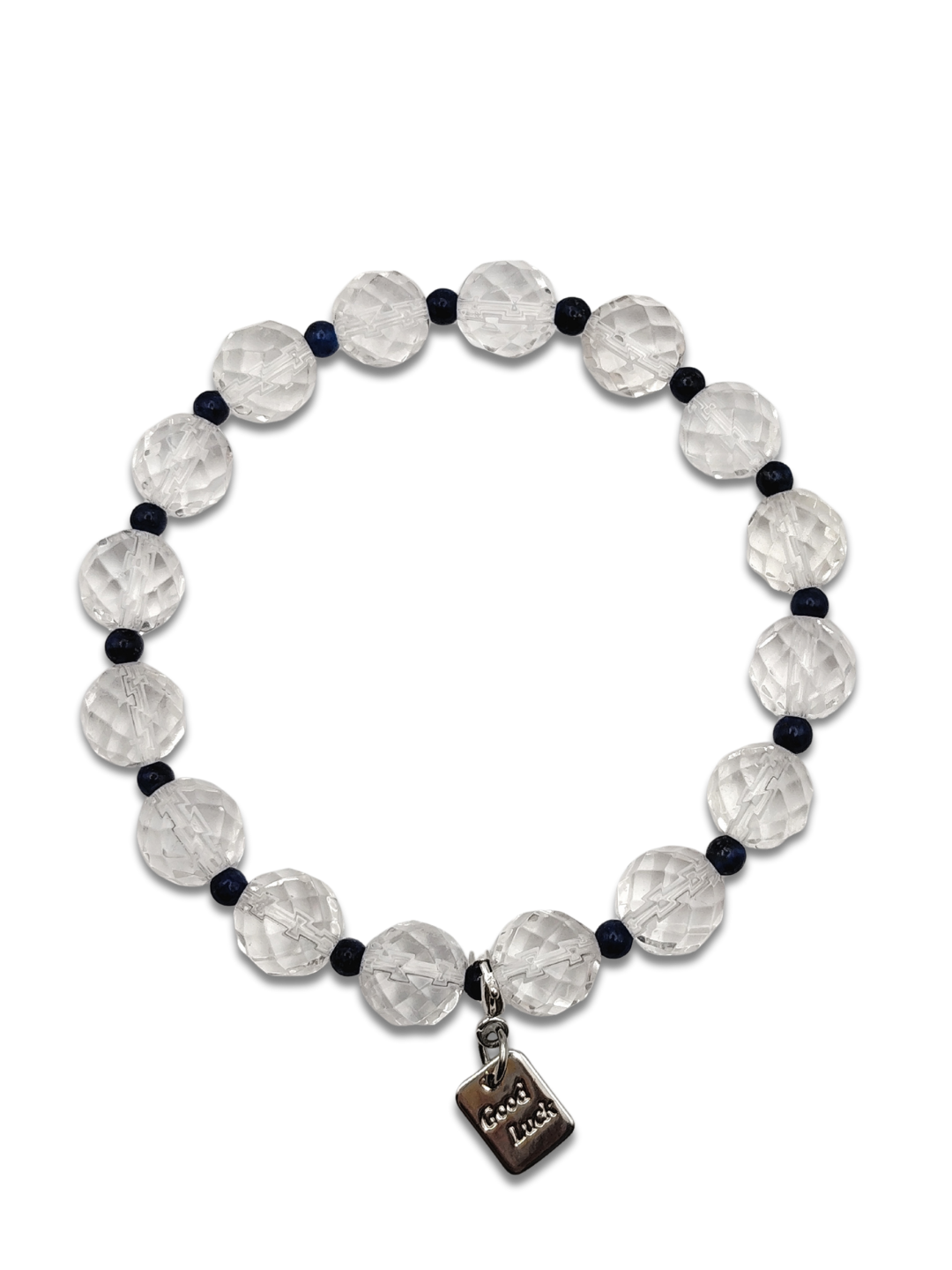 Clear Quartz With Lapis Lazuli Design Bracelet