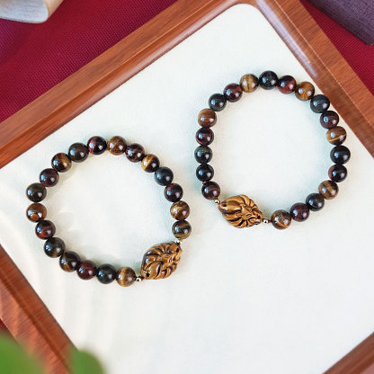 25 Jun - Mix Tiger Eye with Nine Tail Fox Design Bracelet