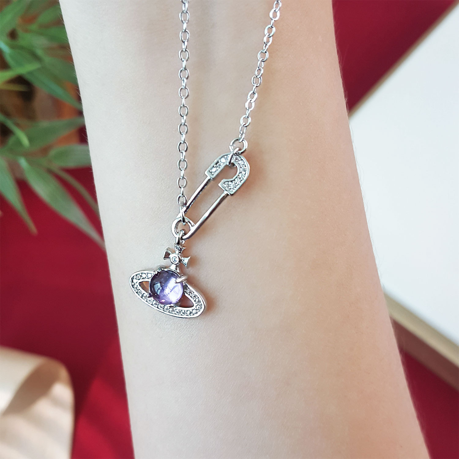 3 July - Amethyst Star Planet Sterling Silver Necklace Set