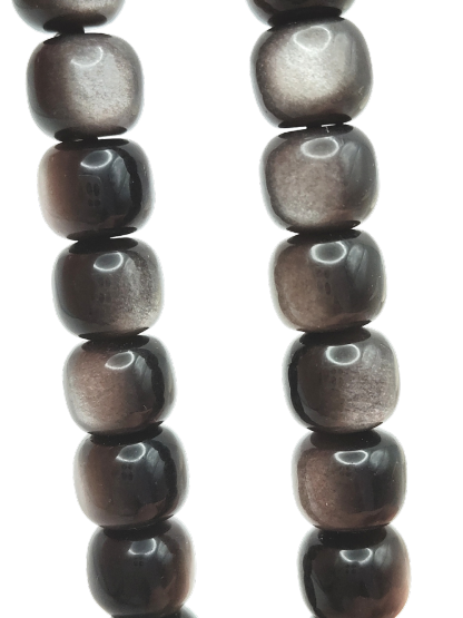 High Grade Silver Obsidian Drum Shape Bracelet