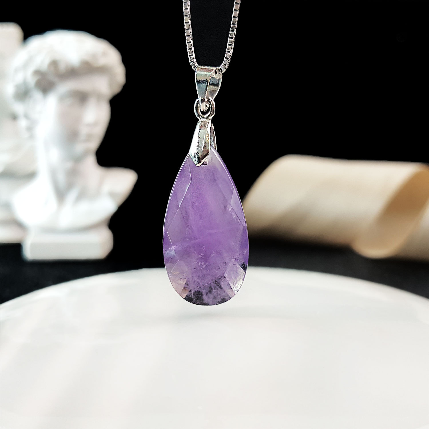 14 July - Amethyst Water Drop Cutting Pendant