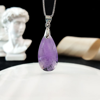 14 July - Amethyst Water Drop Cutting Pendant