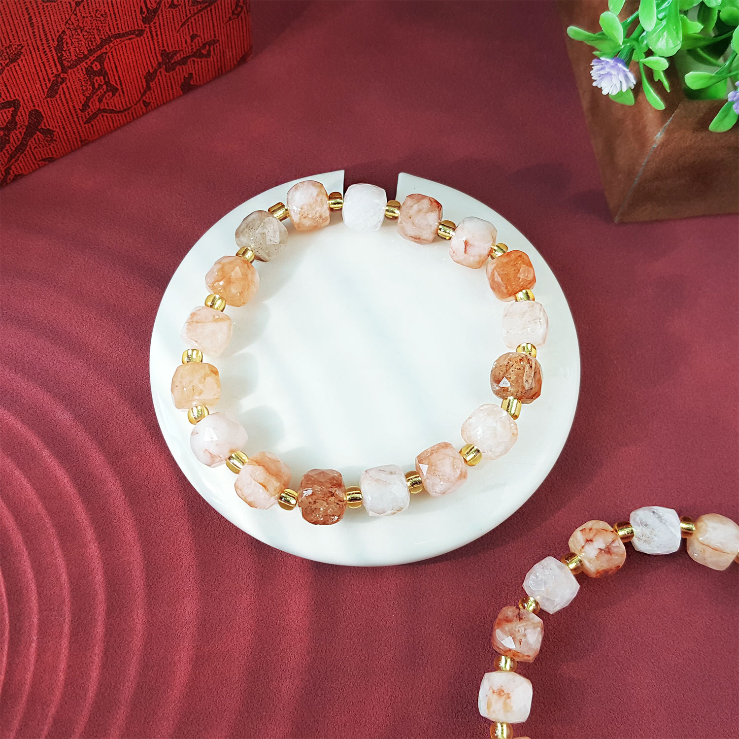 16 July - Hematoid Quartz Cube Bracelet