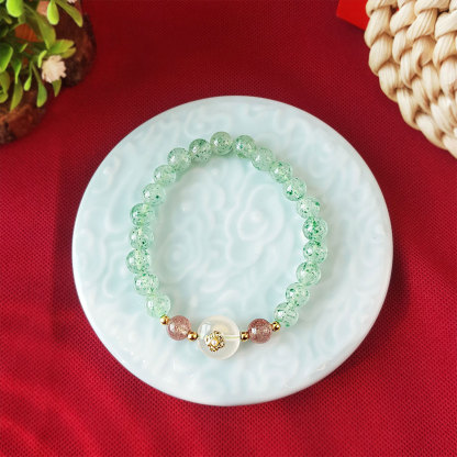 23 July - Green Strawberry with White Agate Buckle Design Bracelet