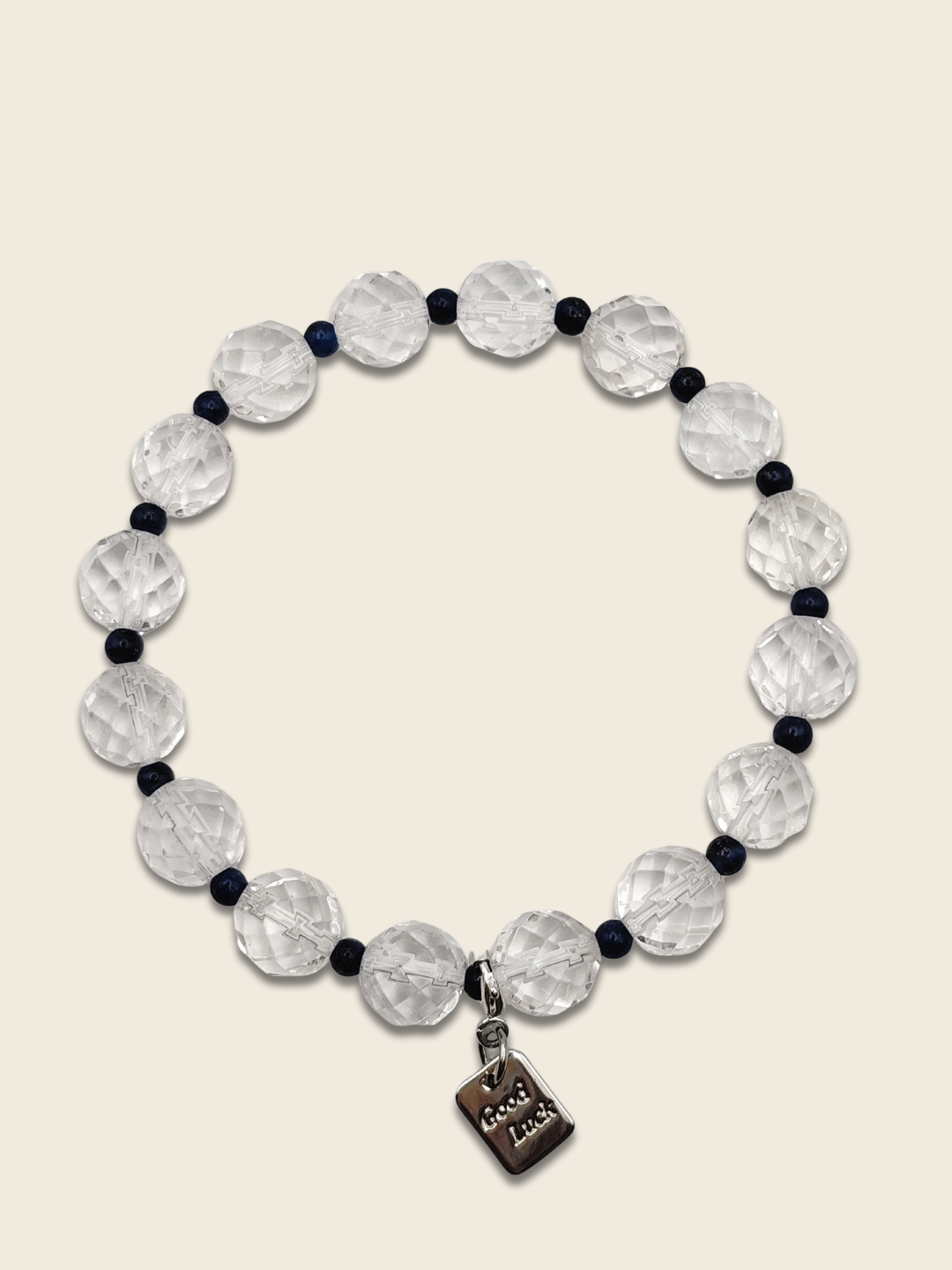 Clear Quartz With Lapis Lazuli Design Bracelet