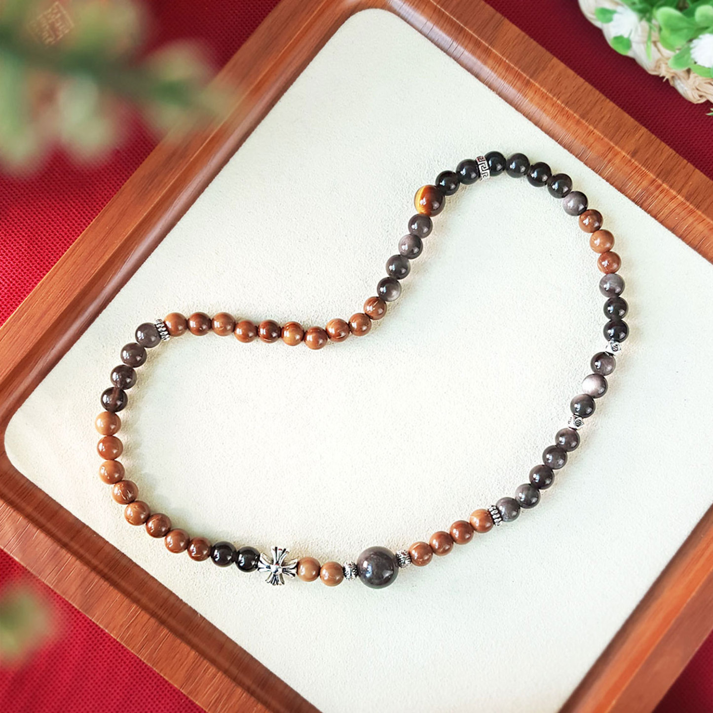 23 Jun - Silver Obsidian Cook Design Bracelet