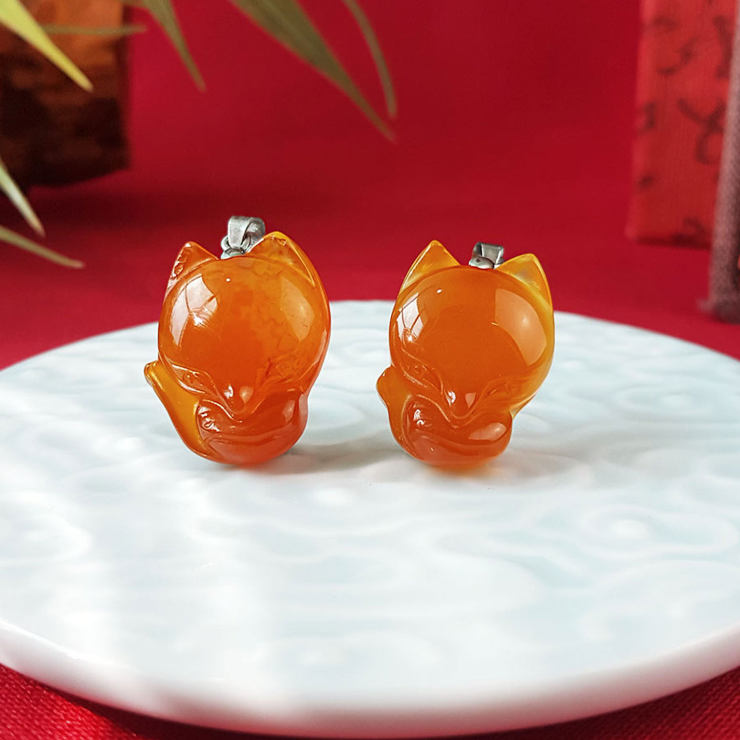 6 July - Orange Carnelian Big Head Fox Pendant