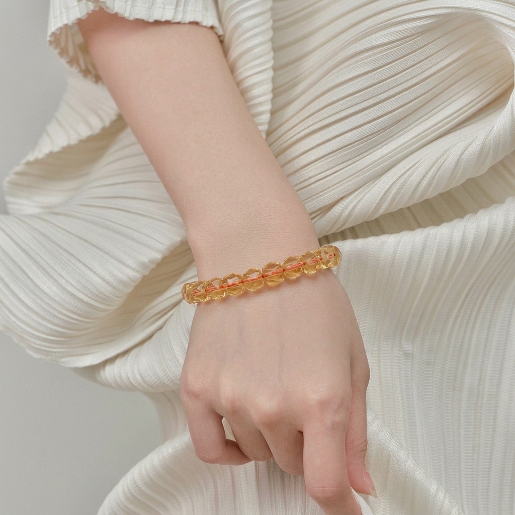 Citrine Stacked Bead Cutting Bracelet 